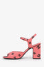 Pre-loved Chanel™ Pink/Black Logo Printed Lambskin Coco Beach Sandals Size 39
