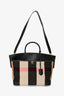 Burberry Black/Multicolour Novacheck Leather Wool Society Tote with Strap