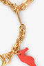 Fendi Gold/Red Leather Marine-Inspired Pendant Charm Chain