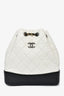 Pre-loved Chanel™ 2018 19 Black White Aged Leather Small Gabrielle Backpack