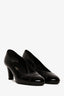 Pre-loved Chanel™ Black Crinkled Patent Leather Cap Toe Interlocking CC Heels Size 37C