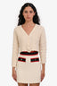Theory Cream Wool Cashmere Blend Knit Cropped Cardigan Size M