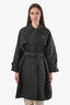 Prada 2023 Black Quilted Triangle Belted Coat Size 36
