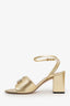 Gucci Gold Crystal GG Block Heeled Sandals Size 38.5