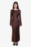 Stone Cold Fox Brown Satin Long Sleeve Maxi Dress Size XS