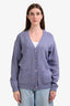 Miu Miu 2023 Purple Cashmere Wool Logo Cardigan Size 40