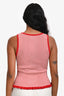 Claudie Pierlot White/Red Striped Ruffle Hem Knit Tank Top Size M