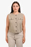 Theory Taupe Linen Blend Trucker Vest Size 12