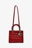 Christian Dior 2014 Red Patent Cannage Leather Medium Lady Dior with Strap