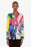 Versace Multicolour Printed Silk Button Up Blouse Size 40
