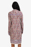 Isabel Marant Purple Multicolour Paisley Print Long Sleeve Collared Sheer Midi Dress Size 38