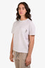 Brunello Cucinelli White/Beige Striped Monili Pocket Detail Short Sleeve T-Shirt Size Medium