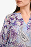 Etro Blue/Purple Paisley Printed Silk Long Cover-Up Dress Size 44
