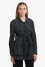 Dries Van Noten Dark Grey Silk Cotton Utility Tie Jacket Size S