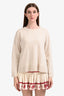 Sibel Saral Beige Superfine Wool Crewneck Sweater Size L