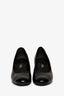 Pre-loved Chanel™ Black Crinkled Patent Leather Cap Toe Interlocking CC Heels Size 37C