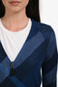 Burberry Brit Blue Wool/Cashmere Argyle Zip Up Cardigan Size XS