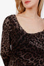 Dolce & Gabbana Grey Animal Printed Ruched Midi Dress Size 46