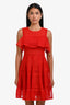 Maje Red Mesh Lace Off Shoulder Mini Dress Size 1