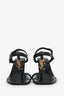 Saint Laurent Black Leather Cassandra Block Heel Sandals Size 37.5
