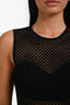 Sandro Black Broderie Anglaise Embroidery Midi Dress Size 1