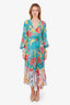Rococo Sand Blue/Pink Wrap Tie Maxi Dress Size XS