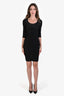 St. John Black Crystal Embellished Quarter Sleeve Bodycon Dress Size 0