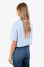 Maje Sky Blue Metallic Tweed Short Sleeve Tweed Jacket Size 40