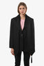 Salvatore Ferragamo Black Single Breasted Blazer with Tassel Scarf Size 42