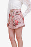 Zimmermann Pink Linen 'Cassia' Floral Shorts Size 1