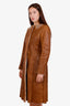 Prada Fall 2004 Brown Shearling Coat with Mink Beading & Crystal Size 44