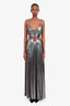 Retrofête Silver Metallic Crop Top and Maxi Skirt Set Size XXL