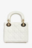 Christian Dior 2022 White Leather Cannage Mini Lady Dior with Chain