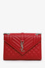 Saint Laurent Red Grained Leather Small Envelope Bag