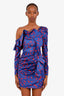 Self-Portrait Navy/Red Ruffled Off The Shoulder Short Dress Size 2
