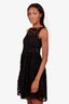 Prada Black Floral Lace Appliqué Midi Dress Size 40