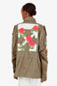 Off-White co Virgil Abloh Green Cotton Embroidered Hooded Parka Jacket Size L
