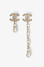 Pre-loved Chanel™ 2020 Champagne Gold Tone CC Faux Pearl Dangle Earrings