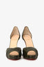 Christian Louboutin Green Leather Pleated Peep Toe Heels Size 40.5