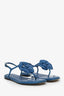 Pre-loved Chanel™ Blue Leather Camellia Sandals Size 37