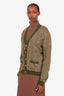 Gucci Green Wool Horsebit Jacquard Knit Cardigan Size M