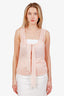 Christian Dior Pink Beaded Sleeveless Blouse with Velvet Bow Size US 10