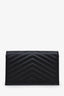 Saint Laurent Black Chevron Leather Small Envelope Wallet On Chain