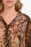 Ba&sh Beige Python Print Sheer Blouse Size 2