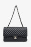 Pre-loved Chanel™ 2016-17 Black Chevron Quilted Medium Double Flap Bag Silver Hardware