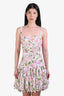 Oscar de la Renta 2024 Pink/White Embroidered Floral Belted Flare Mini Dress Size 6
