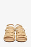 Pre-Loved Chanel™ 2016 Beige Quilted Leather Block Heels Size 38.5