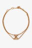 Celine Gold Tone Triomphe Suspender Double Chain Bracelet