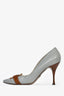 Dolce & Gabbana Light Blue/Brown Leather Buckle Detail Pointed Toe Heel Size 39