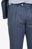 Eleventy Milano Blue Wool Linen Striped Two-Piece Suit Size 50 Mens